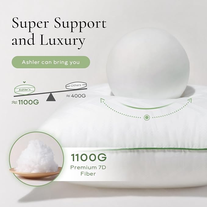 Ashler 24x24 Pillows Insert (Set of 2) - Throw Pillow Inserts with 100% Cotton Cover - 24 Inch Square Interior Sofa Stuffer Pillow Inserts -Decorative White Couch Pillow