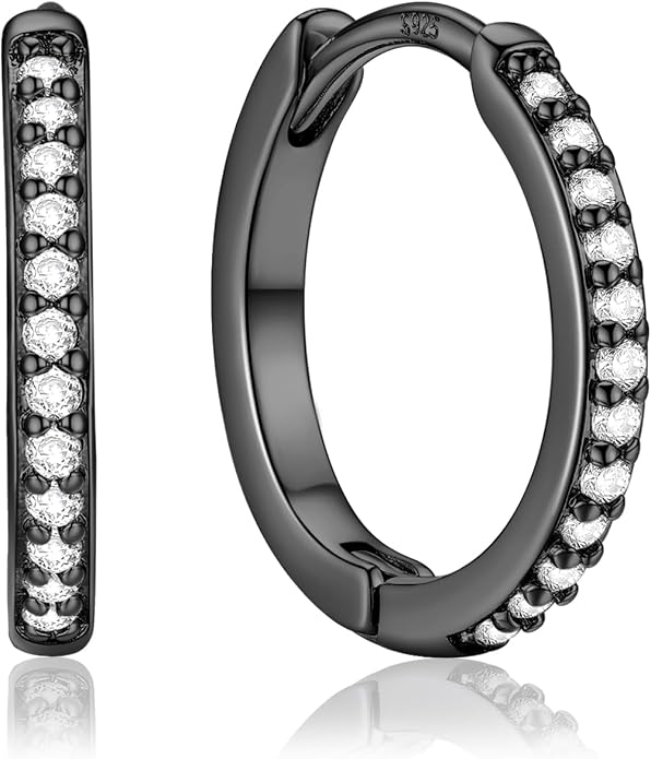 PROSTEEL Hoop Earrings for Women, Huggie Hoop with 925 Sterling Silver Post, 8/10/12/14/16/18/20mm Small Huggie Hoops, 14K Gold Plated/Silver/Black/Rose Gold Hypoallergenic Earrings Jewelry