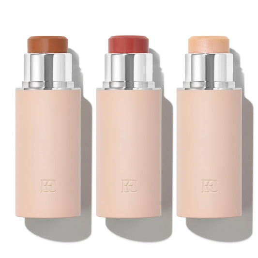 EarthsCure Glow Trio - 3 Piece Set. Contains a Bronzer, Blush, and Highlighter. Buildable Cream Sticks For a Luminous, Natural, and Youthful Look