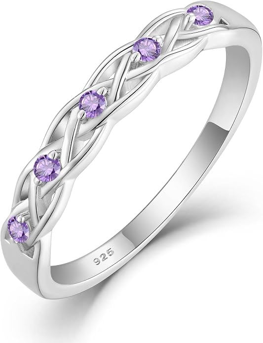 Infinity Celtic Knot Ring 925 Sterling Silver Twisted Knot Birthstone Ring Statement Rings for Women Size 5-10