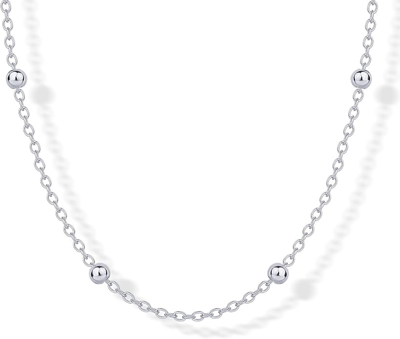 PAVOI 14K Gold Plated Small Bead Ball Chain Necklace for Women - Adjustable Dainty Gold Beaded Necklace - Trendy Choker Chain Layering Jewelry