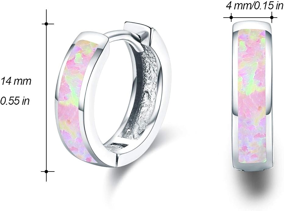 CUOKA MIRACLE 925 Sterling Silver Opal Hoop Earrings for Women - Opal Hinged Huggie Hoops, Hypoallergenic Small Hoop Earrings for Sensitive Ears, Dainty Everyday Jewelry Birthday Christmas Gift