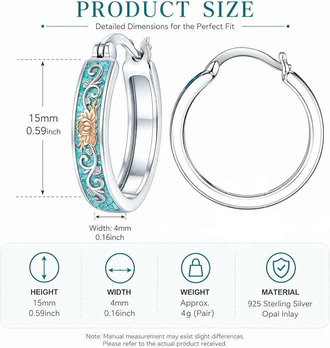 Opal/Turquoise Huggie Earrings 925 Sterling Silver Opal/Turquoise Small Animal Huggie Hoop Earrings Animal Huggies Earring Jewelry Gifts for Women Mom Her