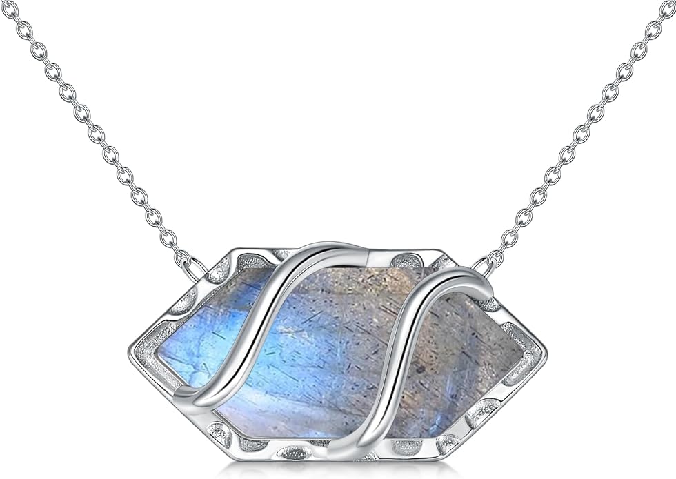 HPQQ Teardrop Necklace 925 Sterling Silver Filigree Gemstone Pendant Necklace Fine Jewelry Birthday Mother's Day Gifts for Women Her Mom