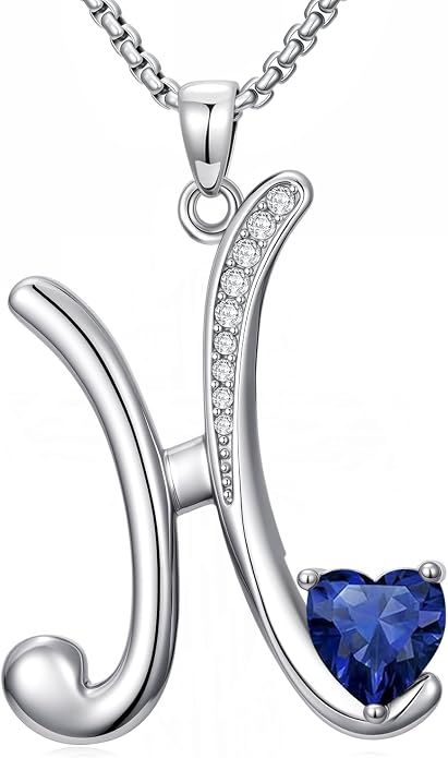 Birthday Gifts for Women Alphabet A to Z Initial Birthstone Pendant Necklaces for Women - 18k White Gold Plated Personalized Name Jewelry Anniversary Graduation Gifts for Wife Her Daughter Girlfriend(with Gift Box)