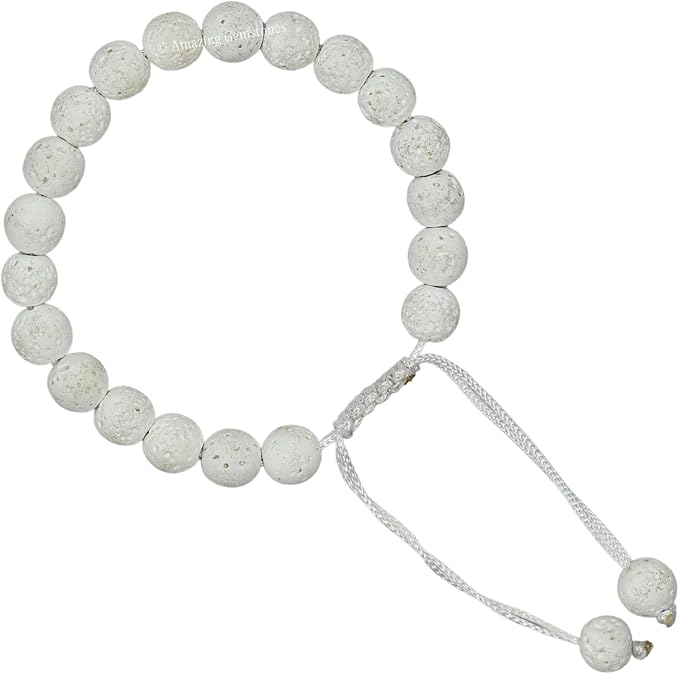 Amazing Gemstone White Lava Bracelet for Women Men's Gifts - Protection Healing Crystal Bracelet - 8mm Gemstone Beaded Adjustable Bracelet