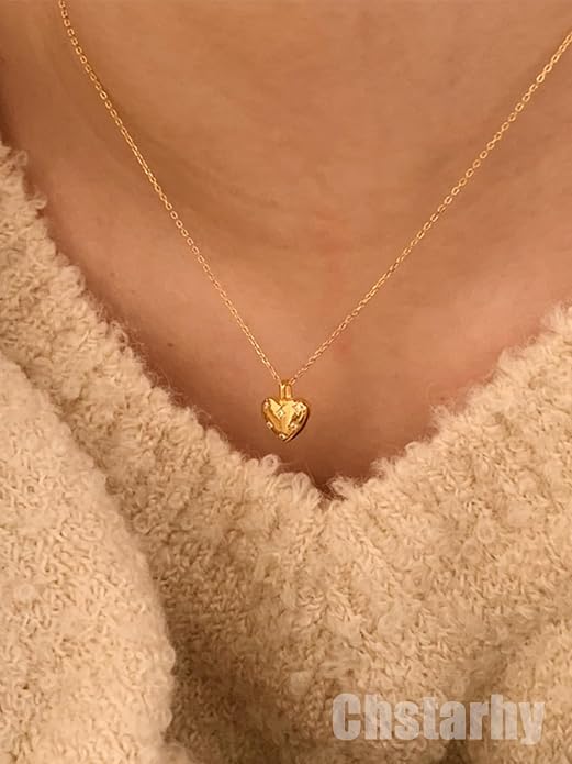 Minimalist Cubic Zirconia Heart Necklace Small Dainty Love Pendant 14K Gold/Silver Plated | Glitter Rhinestone Necklace with Cupid Arrow Heart Elegant Simple CZ Choker for Women
