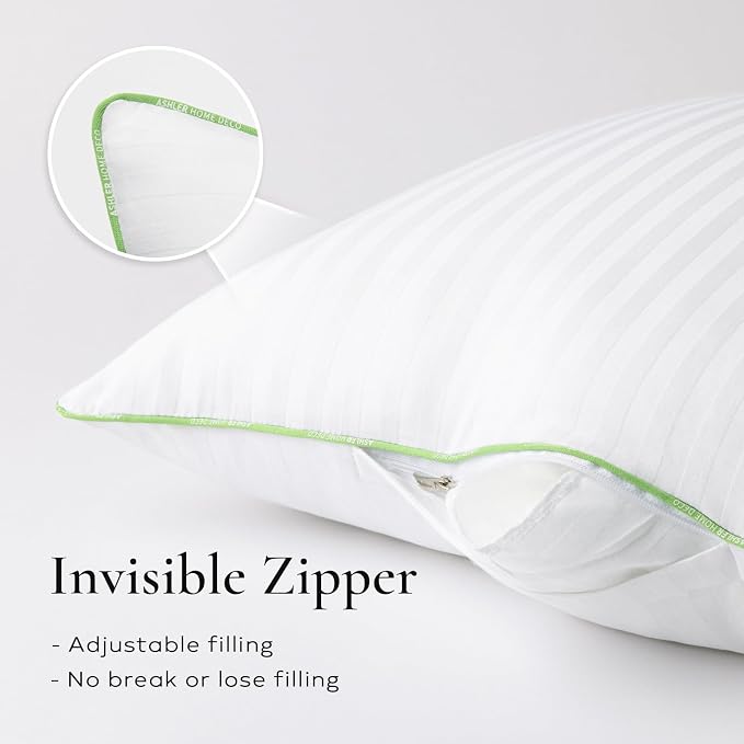 Ashler Home Deco Synthetic Down Pillow Inserts, 20x20 Down Alternative Throw Pillows Insert Sleeping Pillows with 100% Cotton Cover Decorative Pillow Stuffer for Sofa, Couch Bed(Set of 2, White)