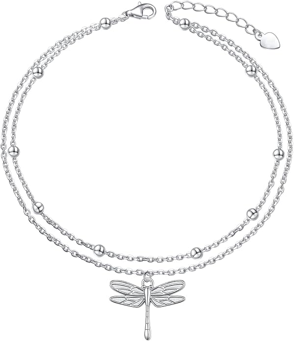 Yearace Anklet for Women S925 Sterling Silver Adjustable Foot Beaded Chain Lotus Flower Claddagh Dragonfly Witches Knot Ankle Bracelet Summer Beach Anklets Jewelry Gift