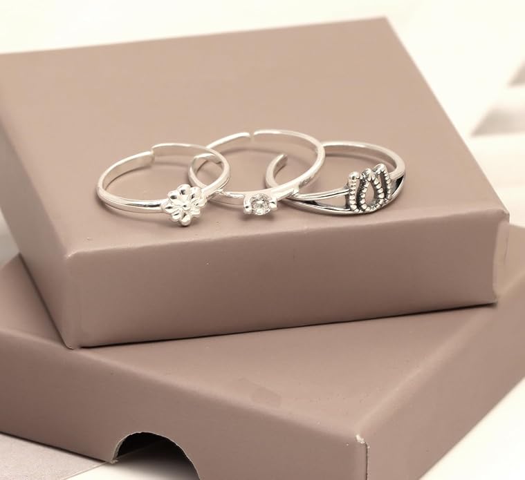 Charmsy 925 Sterling Silver Toe Rings for Women | Minimalist Open Adjustable Toe-Rings Band | Women's Cuff Toe Ring Summer Beach Foot Jewelry