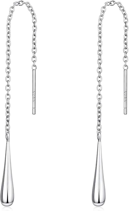 Savlano Teardrop 925 Sterling Silver 18k Gold Plated Long Chain Threader Dangle Drop Earrings For Women and Teens Comes In White Gold, Yellow Gold, & Rose Gold Colors Comes With Savlano Gift Box