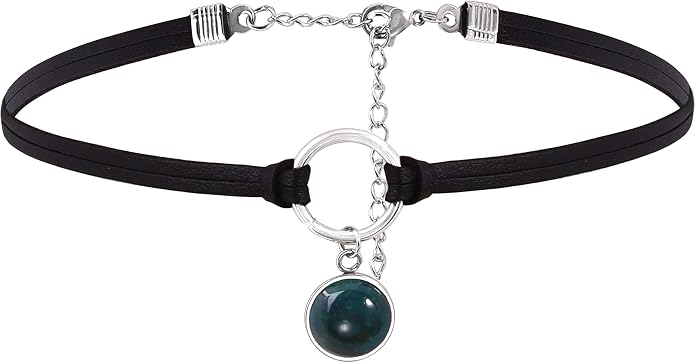 Sacina O Ring Crystal Choker, Black Choker, Boho Hippie Necklace, Gothic Necklace, Christmas Jewelry Gift for Women