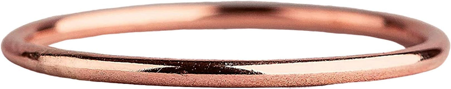 Melanie Golden Jewelry 1mm Thin Smooth Stacking Skinny Ring in Sterling Silver, Gold, or Rose Gold | Handmade Comfort Fit Dainty & Minimalist Bands for Women | Sizes 2-12