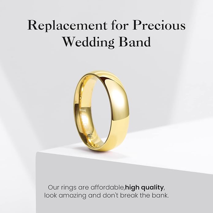 King Will 316L Stainless Steel Wedding Band for Men Women-2-8mm Width Wedding Ring in Black/Sliver/Gold Plated Laser I Love You High Polished Dome Style Promise Ring Comfort Fit Size 4-15