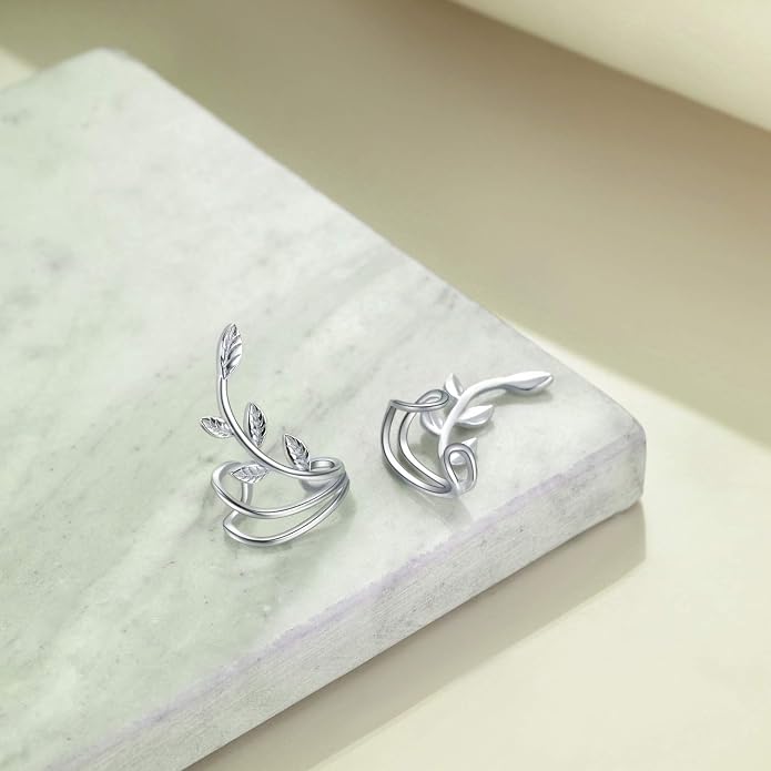POPLYKE 925 Sterling Silver Ear Cuff Earrings for Women Climber Earrings No Piercing Jewelry Gift for Women