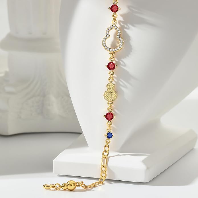 Cicy Bell Evil Eye Bracelets 18k Gold Plated Turquoise Zirconia Link Bracelets Trendy Jewelry Gift for Women Adjustable 5.9" with 1.9'' Extender