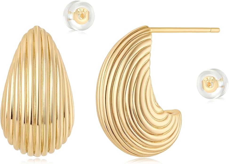 MYEARS Women Hoop Earrings Gold 14K Gold Filled Small Simple Handmade Hypoallergenic Everyday Illusion Jewelry