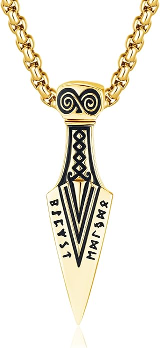 Viking Arrowhead Necklace for Men and Women, 925 Sterling Silver Viking Necklace with Rune Gungnir Spear Arrow head Pendant Jewelry Gifts