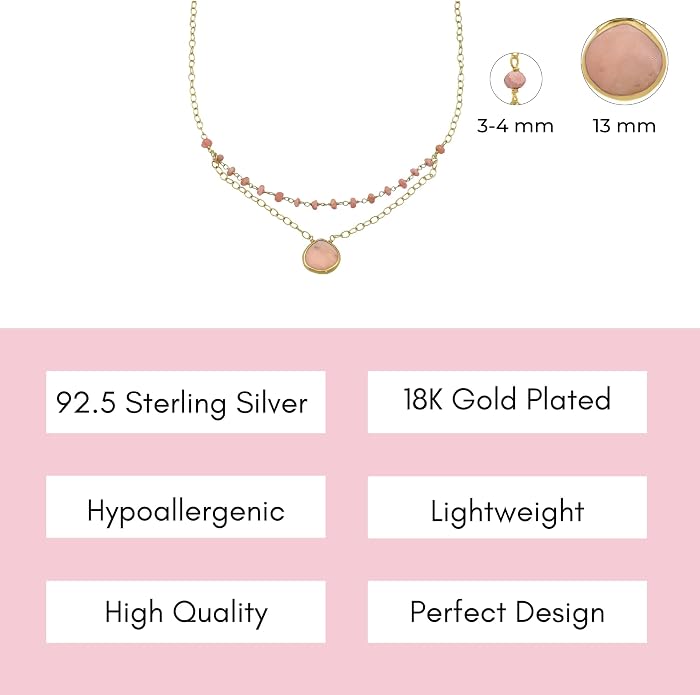 Layering Necklace for Women, Premium Layered Gold Healing Crytsal Necklaces - Tarnish Free 18K Gold Vermeil Certified S925 Classic Stack Necklace Gold Jewelry for Women - Mothers Day Gifts for Mom Wife