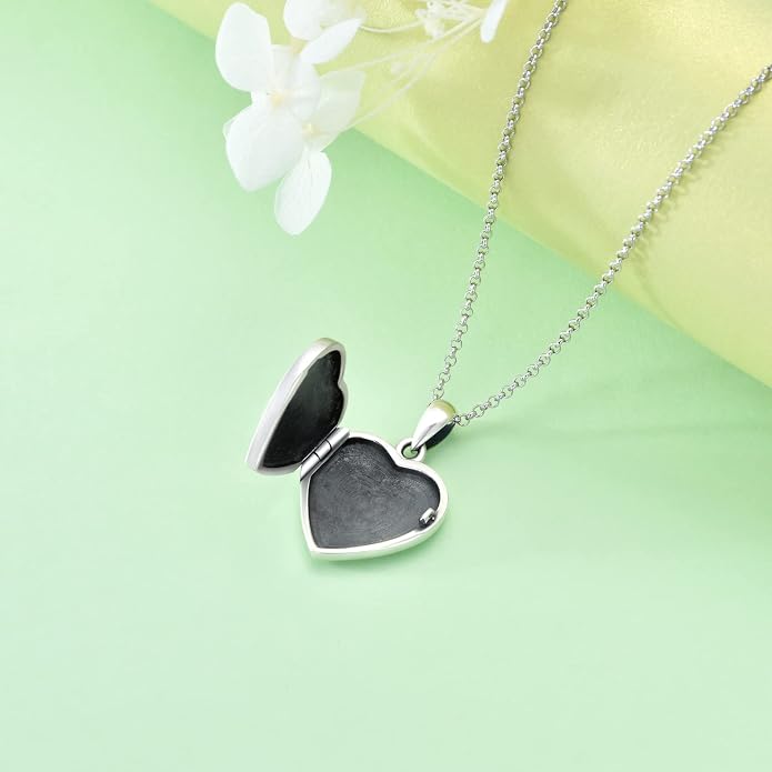 Dorunmo Personalized Locket Necklace 925 Sterling Silver that Holds Pictures Butterfly Birthstone Photo Heart Locket Custom Jewelry Congratulations New Beginnings New Job Gifts for Women