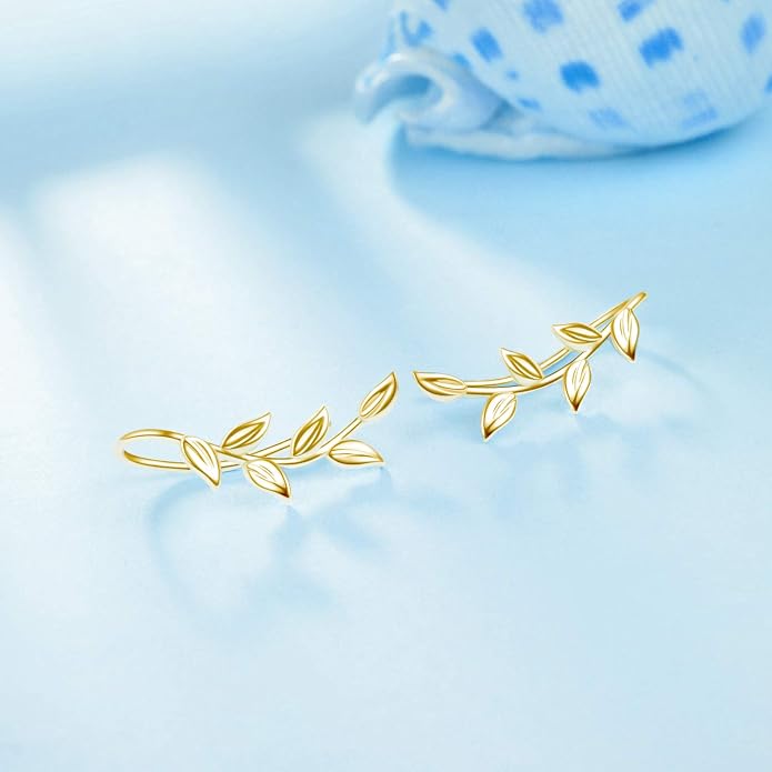 leaf/cherry blossom/purple orchid/celtic knot earrings Ear Climber Crawler Cuff Sterling Silver Wrap Earrings for Women