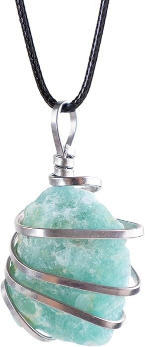 Natural Gemstone Pendant Necklace For Men & Women Spiritual Jewelry Wire Wrapped Gemstone Chakra Necklaces Real Stones For Him & Her