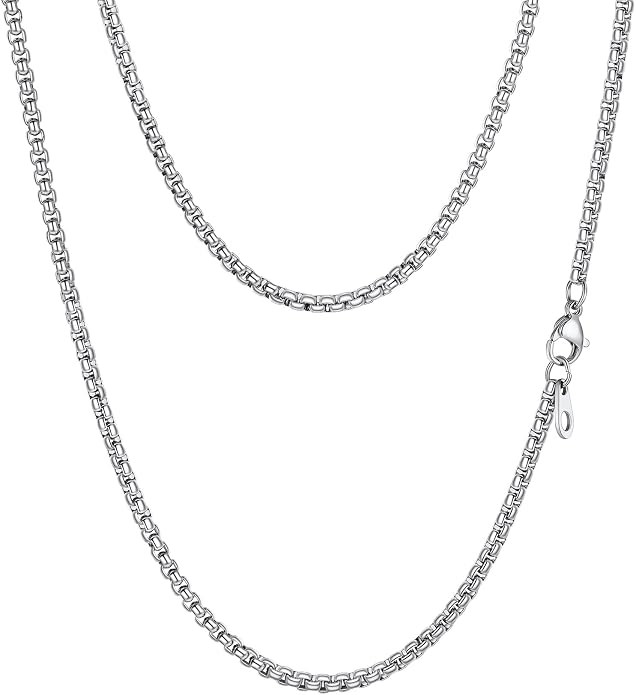 PROSTEEL Squre Rolo Link Chains, Stainless Steel/18K Gold/Black Necklace,2mm/3mm/6mm/8mm Width, Strong Lobster Clasp & Durable Chain for Mens Womens Jewelry,18"-30",with Gift Box