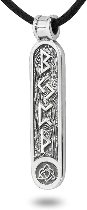 Viking Rune Formula Pendant Necklace for Men Women - 925 Sterling Silver - Norse Nordic Celtic Jewelry - Runes Protection Amulet - Matching Necklaces for Couples - Handmade