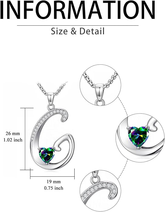 Birthday Gifts for Women Alphabet A to Z Initial Birthstone Pendant Necklaces for Women - 18k White Gold Plated Personalized Name Jewelry Anniversary Graduation Gifts for Wife Her Daughter Girlfriend(with Gift Box)