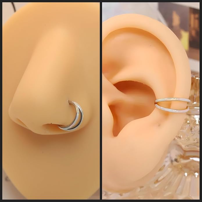 316L Surgical Steel Septum Clicker Ring Nose Ring Hoop Sleeper Hoop Earring Helix Rook Conch Cartilage Daith Tragus Earrings Lobe Nose Piercing Jewelry for Women