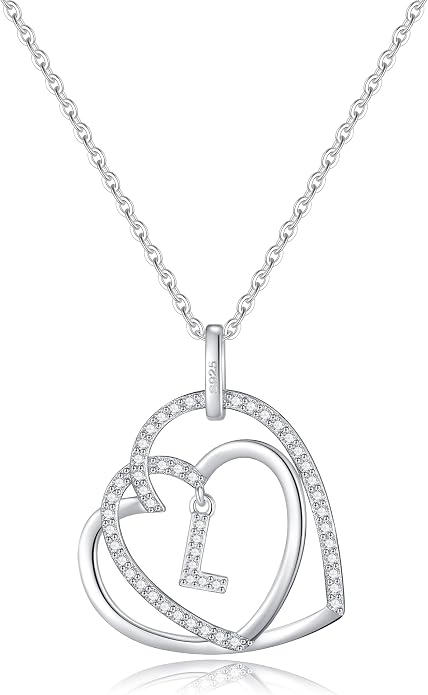 Infinity Heart Necklaces for Women, S925 Sterling Silver Initial Necklace Womens Jewelry Mothers Day Gifts Girls Valentines Gifts for Her Christmas Birthday Gifts for Women Mom Wife Girlfriend
