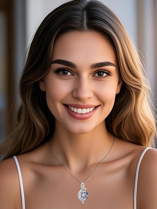OCJ Birthstone Necklace for Women 925 Sterling Silver Moon and Star Pendant Infinity Celtic Moon Crystal Jewelry Anniversary Birthday Christmas Gift for Her Wife Girlfriend Mom Daughter