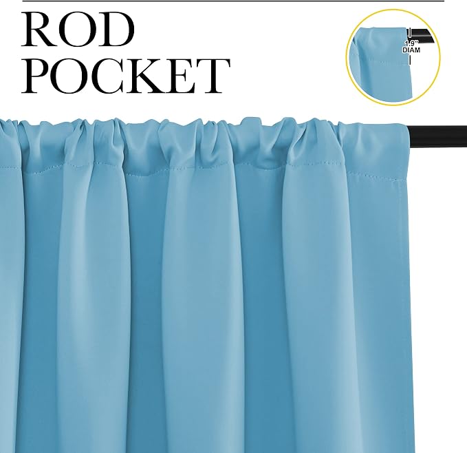 NICETOWN Blackout Curtains for Living Curtains, Teal Blue, 2 Panels, 52 by 95, Room Darkening Window Curtain Panels, Easy-Care Solid Thermal Insulated Draperies/Drapes for Daughter Room