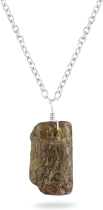 Natural Raw Gemstones Pendant Necklace, Rough Stones Dainty Jewelry, Handmade Bohemian Jewelry, Silver Plated Chain, Healing Crystals, Christmas Gift for Women