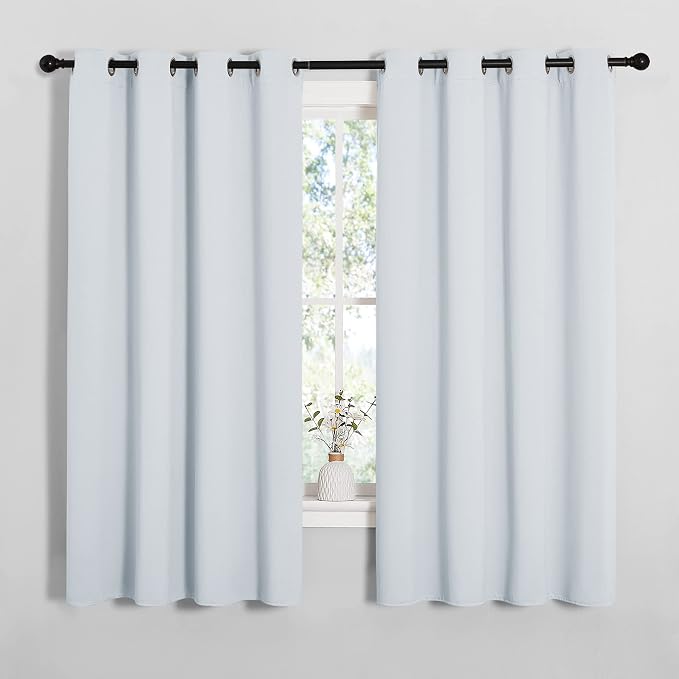 NICETOWN Room Darkening Draperies Curtains Panels, Window Treatment Thermal Insulated Grommet Room Darkening Curtains/Drapes for Bedroom (Greyish White, 2 Panels, 55 by 68)