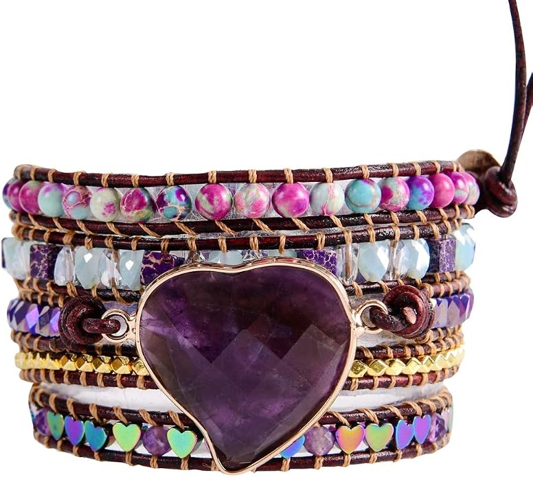 YGLINE Natural Stone Bracelet 3 Wraps Bracelet Handmade Boho Bracelet for Women Bracelet