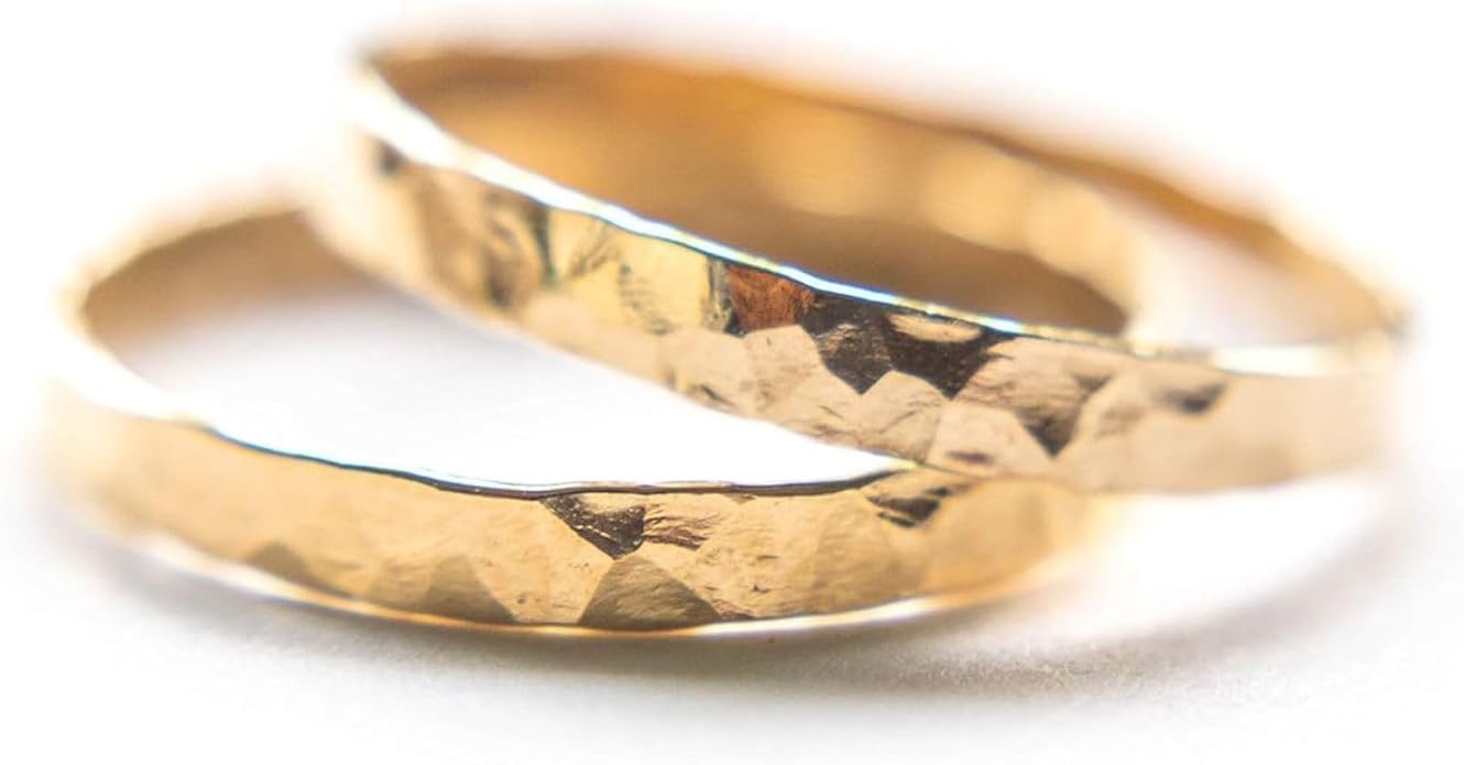 Ellie J Maui 3mm Wide Gold Thumb Ring for Women - Stacking Band Size 10 14k Gold Filled - Each and Every Ring is Hand Hammered - Stamped Inside 14k/20 GF (8)