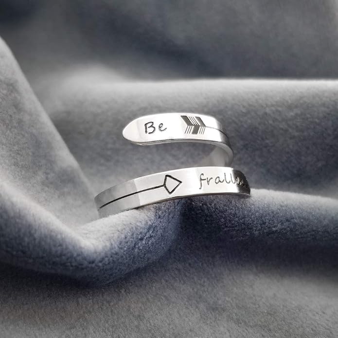 Vrycot Adjustable silvery Inspirational Stainless Steel Adjustable Bands Cool Stacking Opening Gift for Women Statement