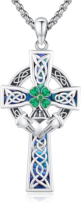 Celtic Cross Tree of Life Necklace for Women Sterling Silver Thor Hammer Tree of Life Pendant Irish Knot Cross Amulet Tree of Life Jewelry