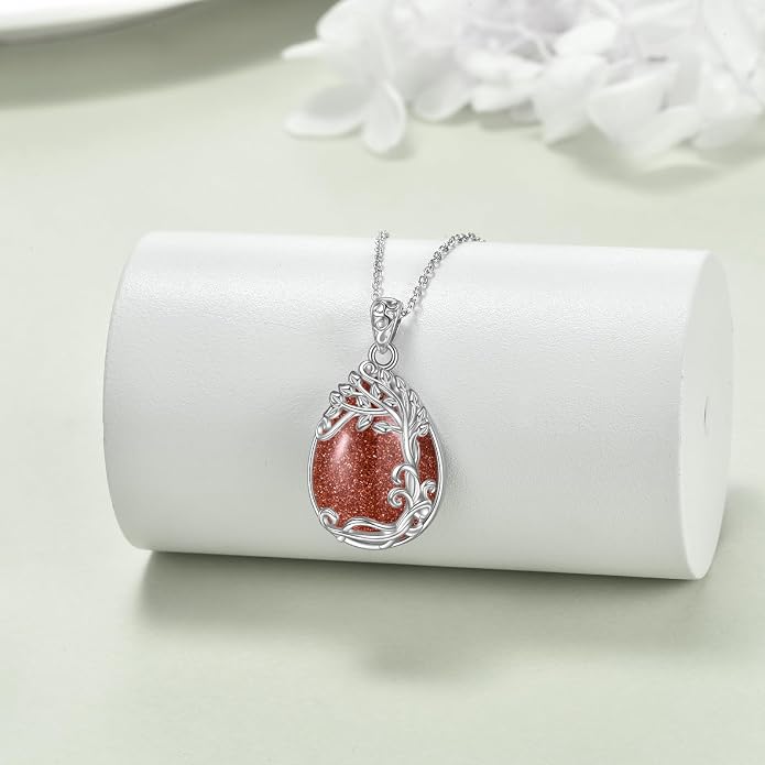YAFEINI 925 Sterling Silver Moonstone Necklace Filigree Teardrop Pendant Necklace Jewelry for Women Girls