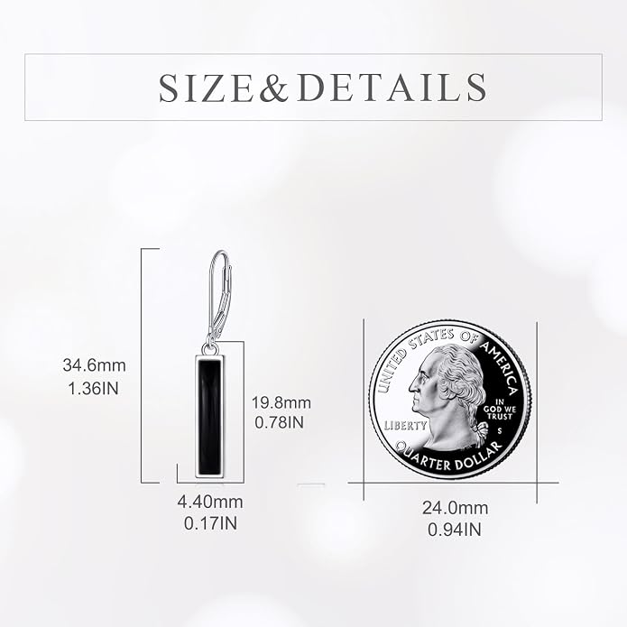 CRMAD Abalone Shell Bar Earrings for Women Sterling Silver Leverback Earrings Abalone Jewelry Gift