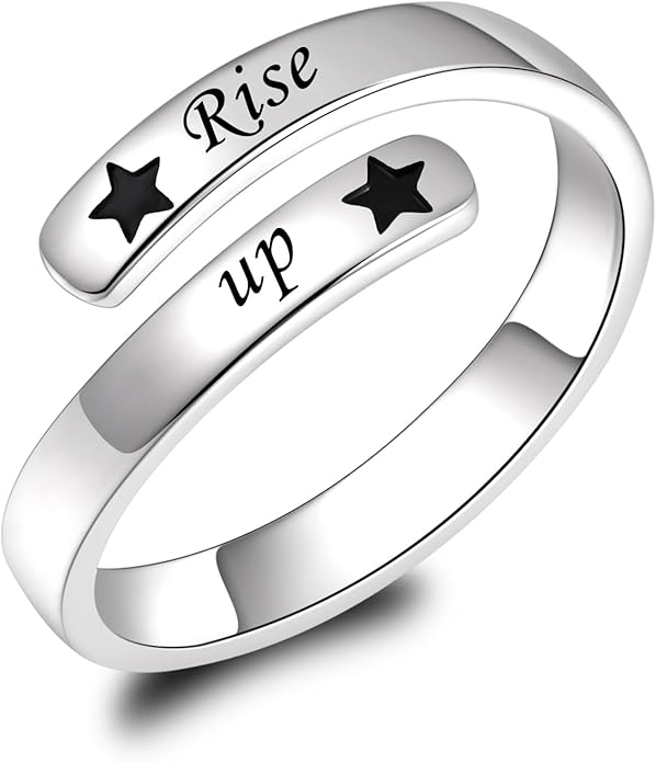 BEILIN 925 Sterling Silver Inspirational Jewelry Rings Adjustable Ring Personality Encouragement Gift for Teens Women