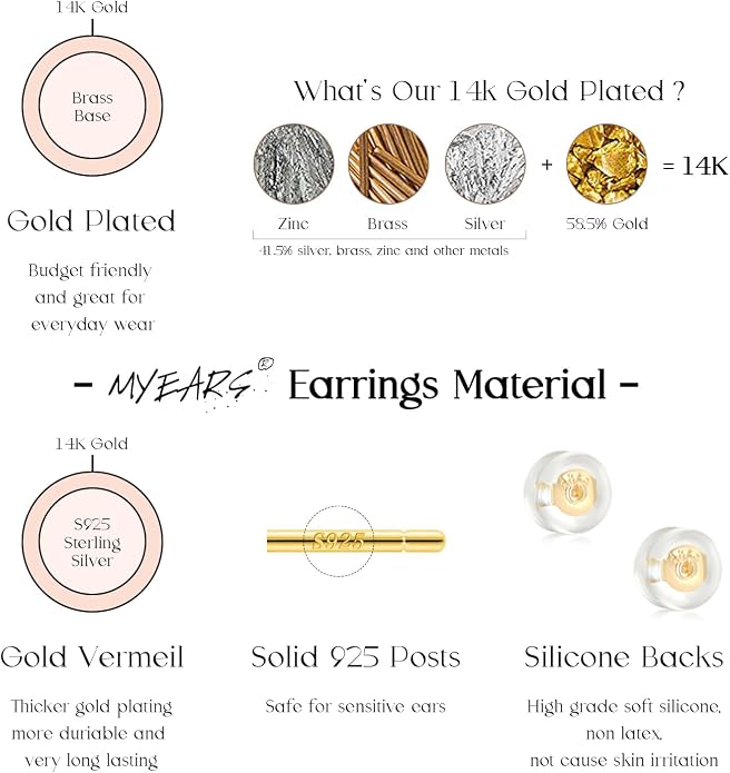 MYEARS Women Hoop Earrings Gold 14K Gold Filled Small Simple Handmade Hypoallergenic Everyday Illusion Jewelry