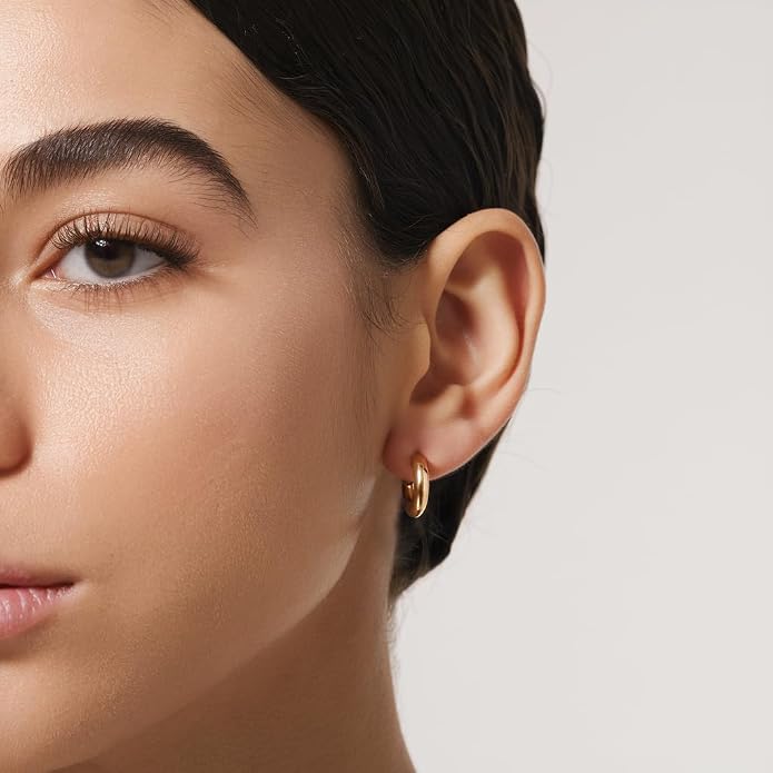 14K Gold-Plated, Lightweight, Open Hoop Earrings For Women