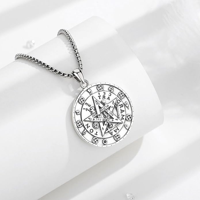 AEONSLOVE Tetragrammaton De Plata 925 Sterling Silver Tetragrammaton Necklace/Metatron Cube Pendant Amuleto De Proteccion Gifts for Women Men