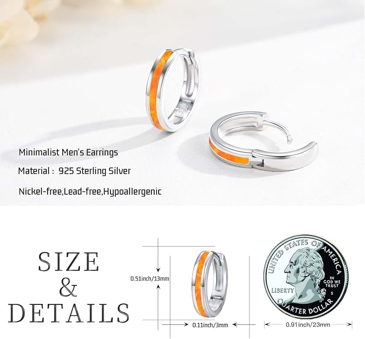 Midir&Etain Opal Hoop Earrings 925 Sterling Silver Huggie Earrings Hypoallergenic Cartilage Hoops Opal Jewelry Gifts for Women