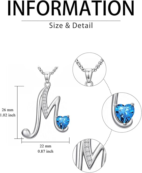 Birthday Gifts for Women Alphabet A to Z Initial Birthstone Pendant Necklaces for Women - 18k White Gold Plated Personalized Name Jewelry Anniversary Graduation Gifts for Wife Her Daughter Girlfriend(with Gift Box)