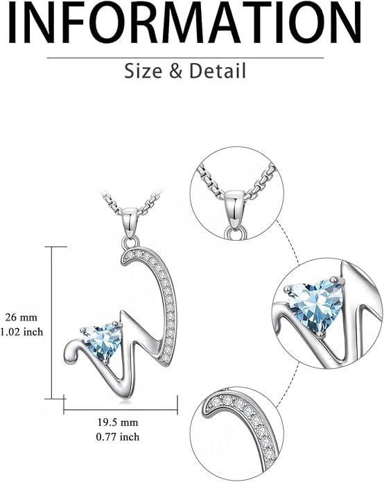 Birthday Gifts for Women Alphabet A to Z Initial Birthstone Pendant Necklaces for Women - 18k White Gold Plated Personalized Name Jewelry Anniversary Graduation Gifts for Wife Her Daughter Girlfriend(with Gift Box)