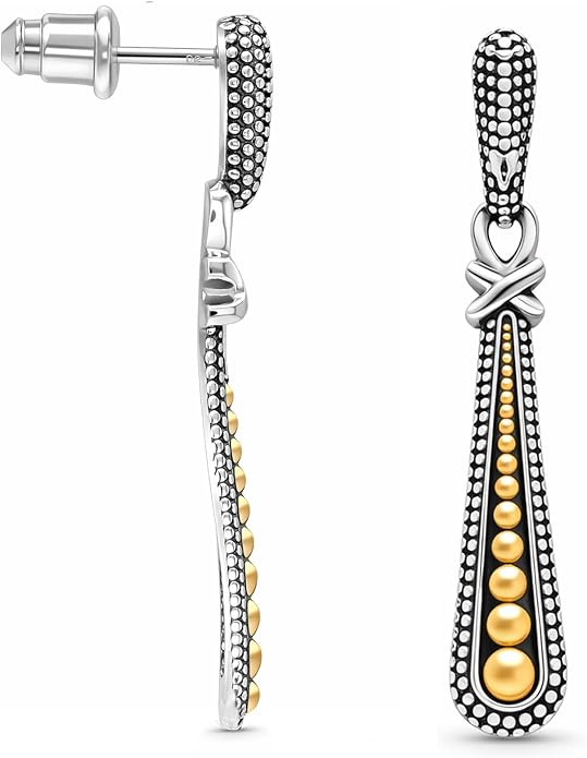 LeCalla 925 Sterling Silver Filigree Dangle Drop Earrings | Lightweight Antique Balinese Teardrop Dangle Drop Earring for Women