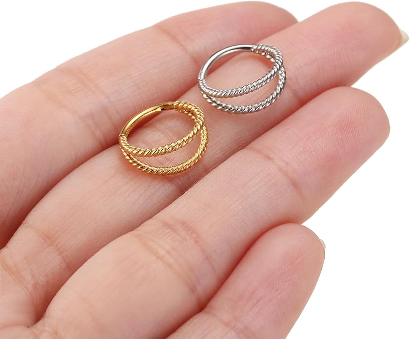 316L Surgical Steel Septum Clicker Ring Nose Ring Hoop Sleeper Hoop Earring Helix Rook Conch Cartilage Daith Tragus Earrings Lobe Nose Piercing Jewelry for Women